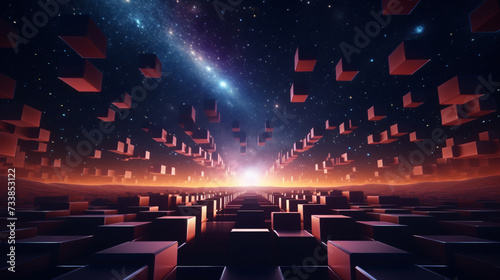 3D geometric space background © Hassan
