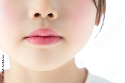 日本人の子供の唇のパーツ写真（アジア人・白背景・背景なし） photo