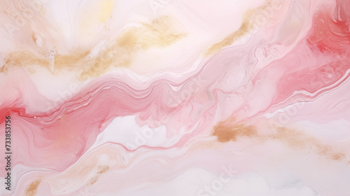 Marmurowa różowo - złota ściana - abstrakcyjny obraz farbą atramentem alkoholowym. Tło pod baner