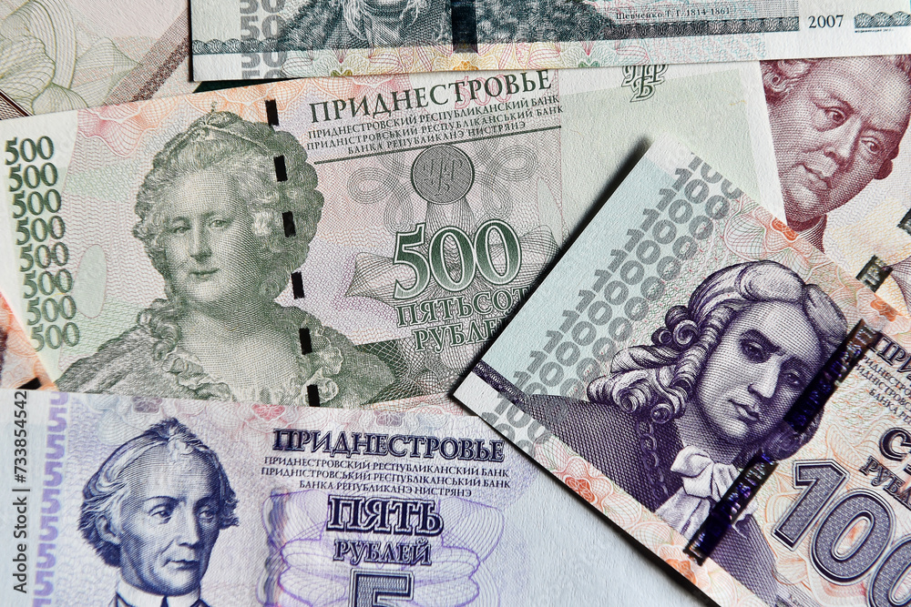 Obraz na płótnie some current banknotes from Transnistria w salonie