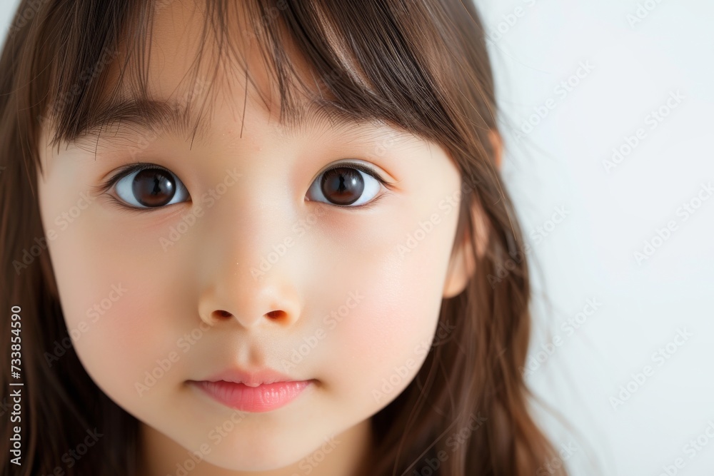 日本人の子供の正面(アジア人・白背景・背景なし) 日本人の子供の正面(アジア人・白背景・背景なし)