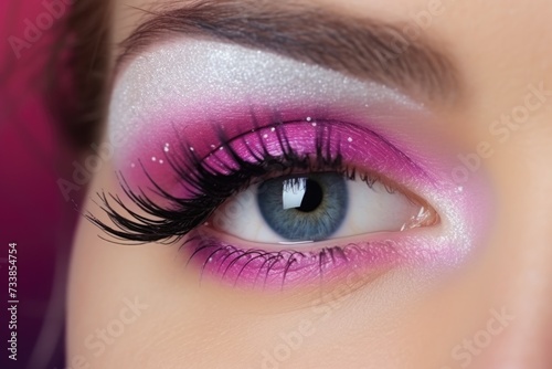 Close-up of female eye with christmas makeup