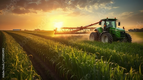 agriculture spraying corn field photo