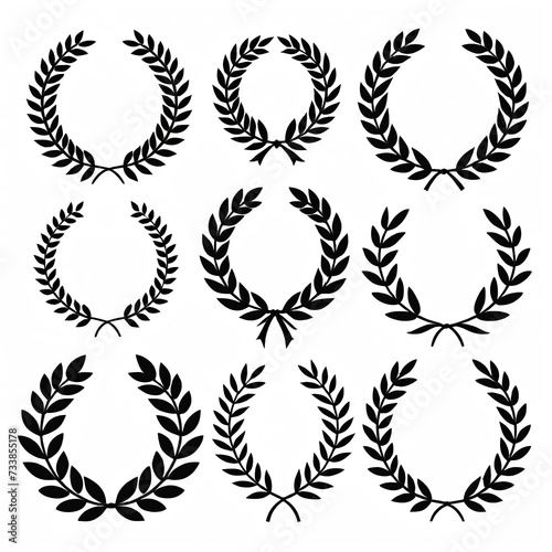 Modern Flat Style Vector Icons of Award and Achievement Wreaths