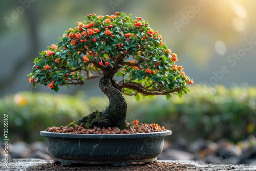 Bonsai Tree in Pot on Table