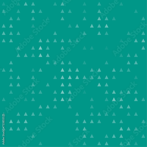 Abstract seamless geometric pattern. Mosaic background of white triangles. Evenly spaced shapes of different color. Vector illustration on teal background