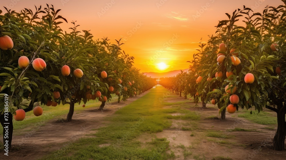 orchard peach farm - obrazy, fototapety, plakaty 