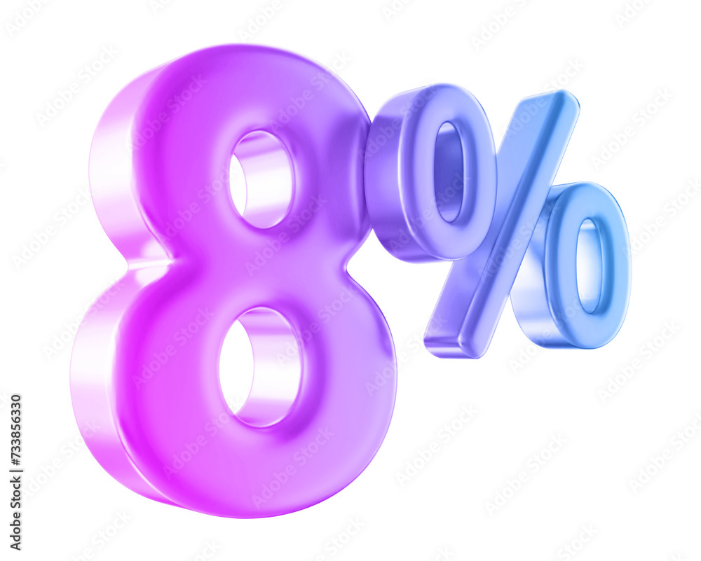 8 percent discount number gradient 3d render 8 percent discount number gradient 3d render