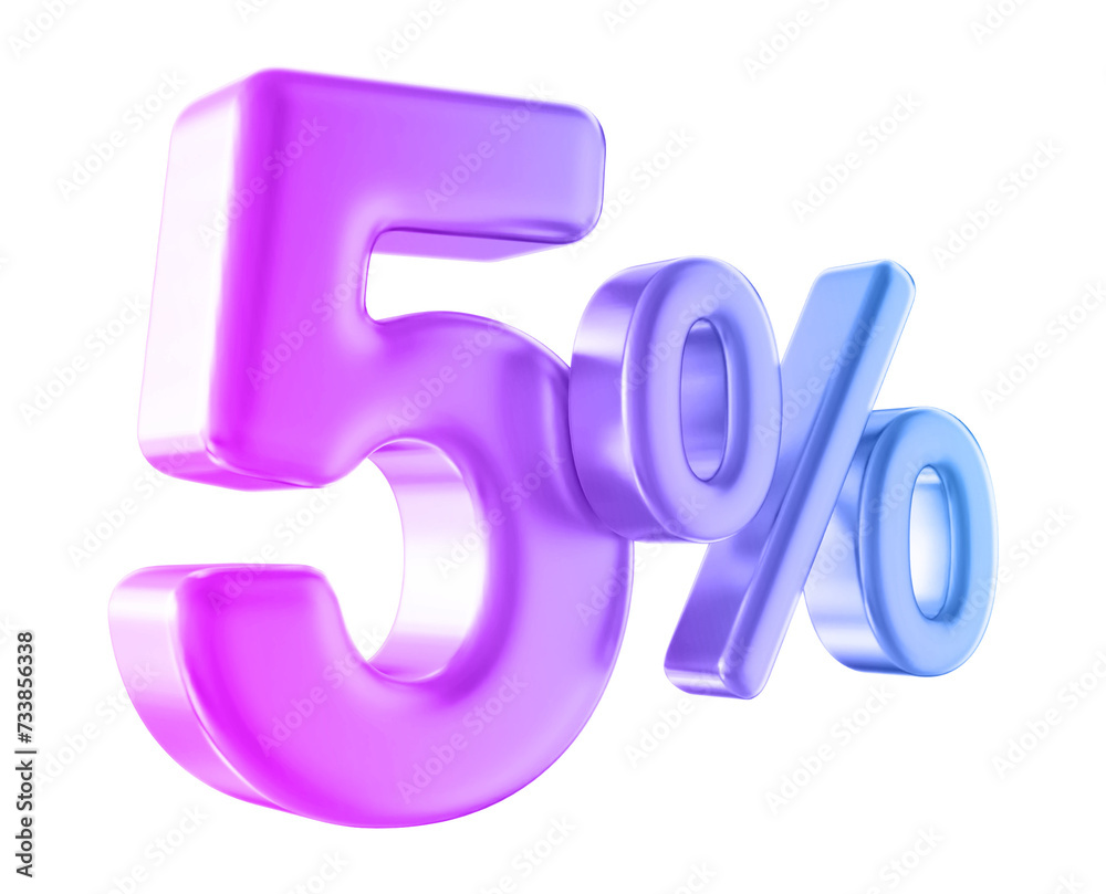 5 percent discount number gradient 3d render 5 percent discount number gradient 3d render