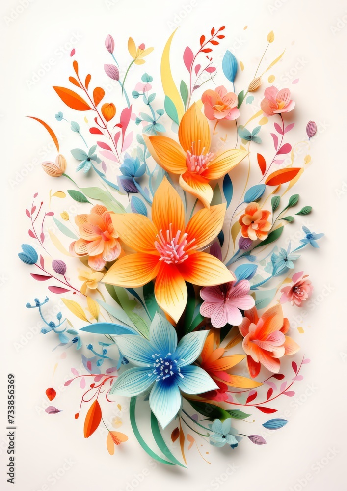 Fototapeta premium Greeting card with flowers 8 March International Women's day holiday. The Venus symbol. Mother's day greeting card. watercolor, patterns, style of vintage paper book