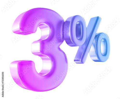 3 percent discount number gradient 3d render