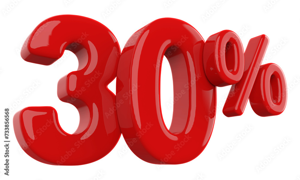 30 percent discount number red 3d render 30 percent discount number red 3d render