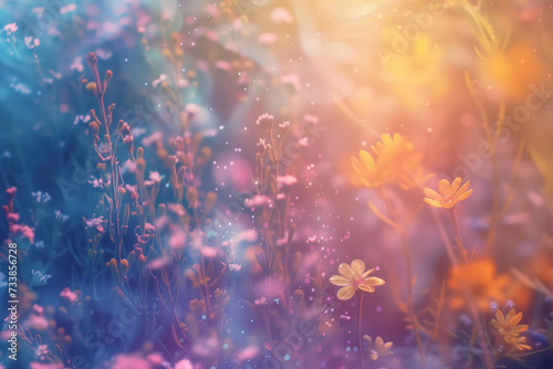 Dreamy surreal flowers. Background image. Created with Generative AI technology
