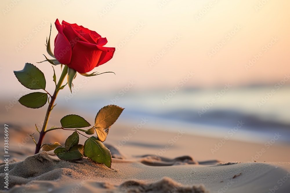 red roses on the edge of the beach blur sunset background red roses on the edge of the beach blur sunset background