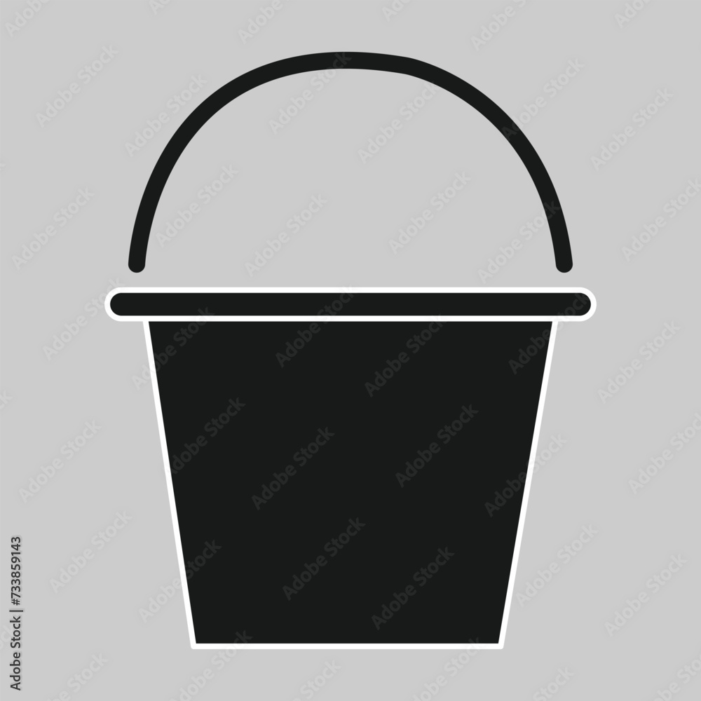 Bucket icon vector. Vector bucket icon illustration isolated on light White background. Vector illustration. Eps file 290.