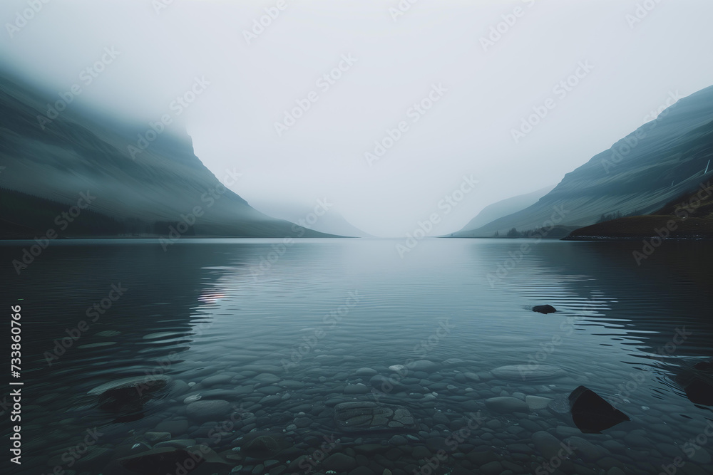 calm landscape of the lake 