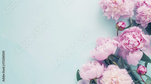 Pink Flowers on Blue Background © reddish