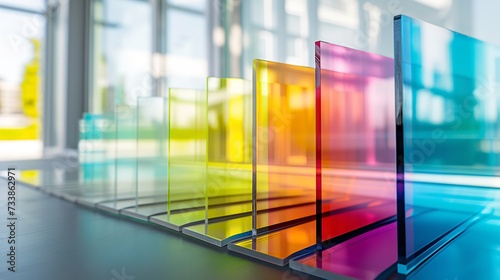 Vibrant clear glass wall modern showroom designed, Generative AI.