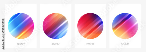 Vibrant colored spheres. Set of bright dynamic gradient round shapes. Futuristic abstract backgrounds. Vector illustration.
