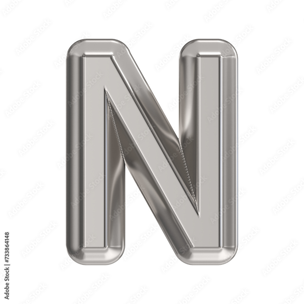 Steel font Letter N 3D