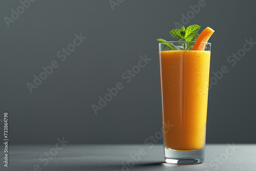 Glass of Orange Juice With Green Leaf