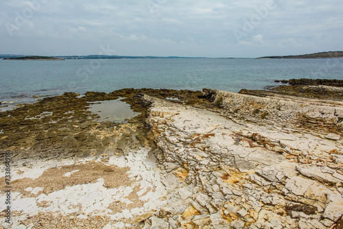The rugged limestone landscape of the Kamenjak National Park on the Premantura peninsula in Medulin municipality, Istria, Croatia. December