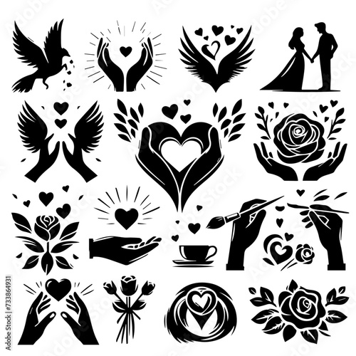 set of elements for Valentine day beautiful illustration 