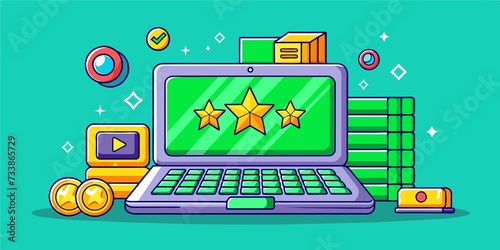 laptop and social media icon technology