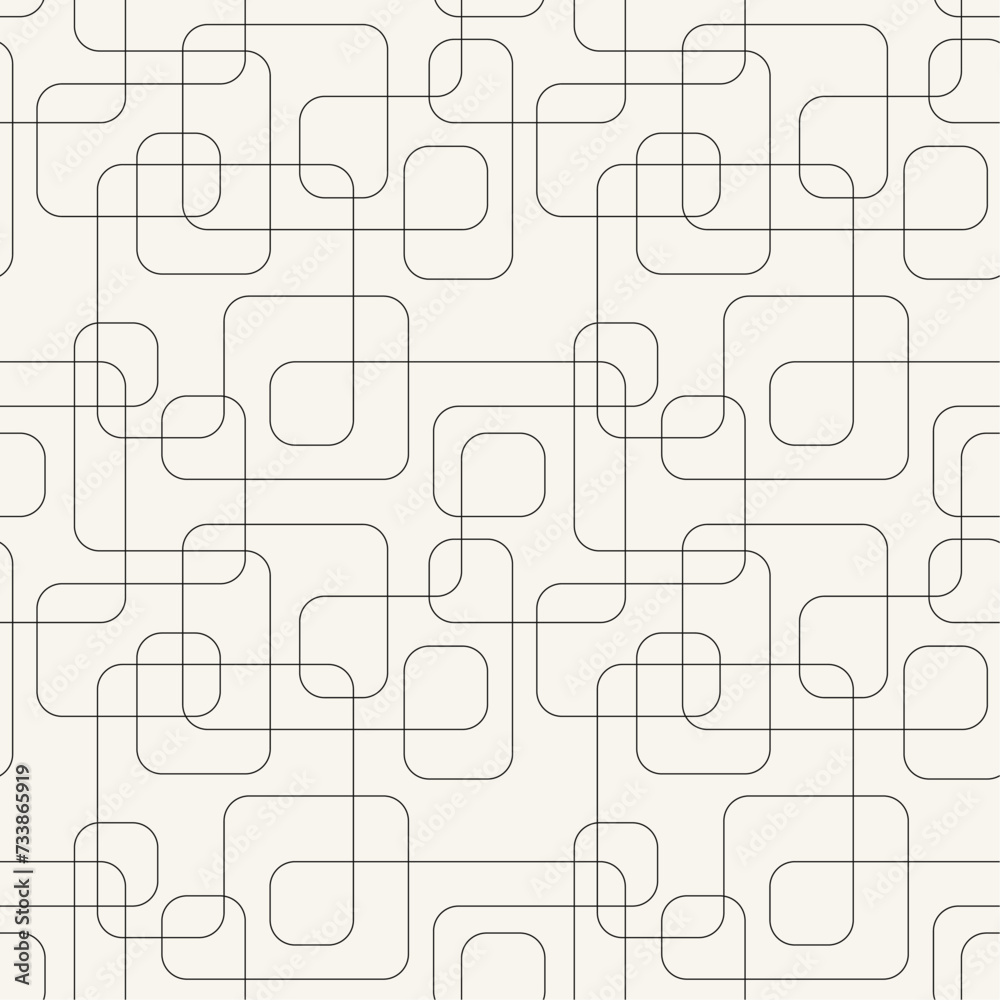 Vector seamless pattern. Geometric monochrome texture. Repeating confused ribbons. Can be used as swatch for illustrator.	