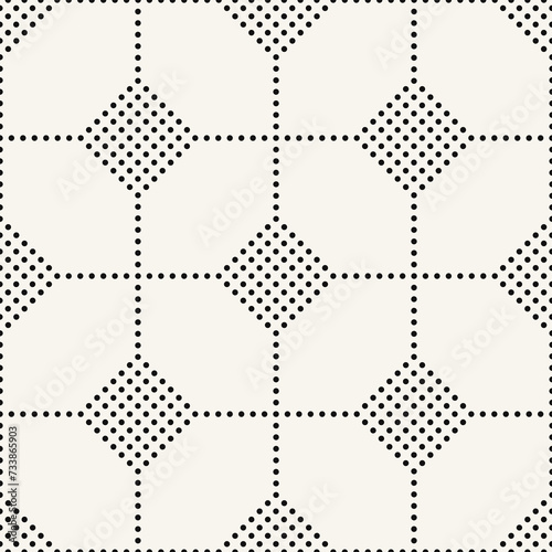 Vector seamless pattern. Modern stylish geometric texture. Repeating geometric tiles with dotted rhombuses. Can be used as swatch for illustrator.