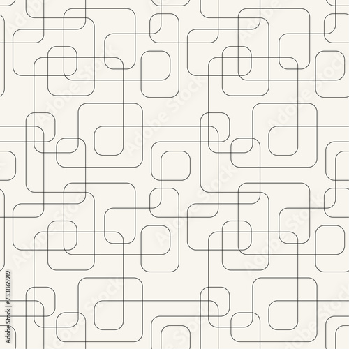 Vector seamless pattern. Geometric monochrome texture. Repeating confused ribbons. Can be used as swatch for illustrator. 