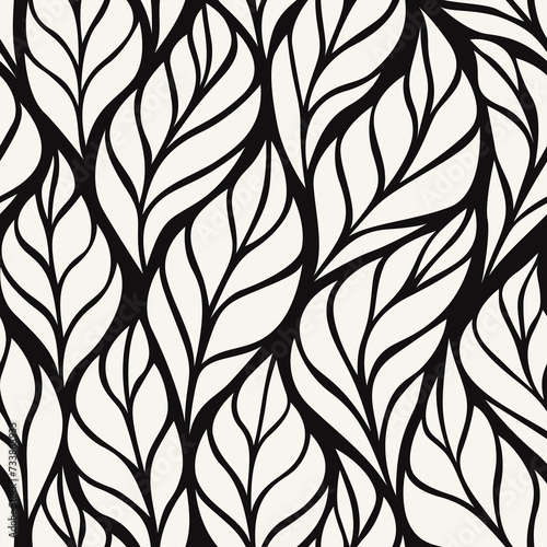 Vector seamless pattern. Floral stylish background. Thin silhouette of graphic branches with round berries.	