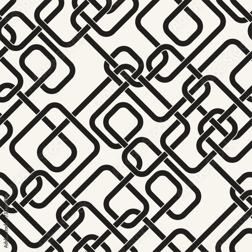 Vector seamless pattern. Geometric monochrome texture. Repeating confused ribbons. Can be used as swatch for illustrator.