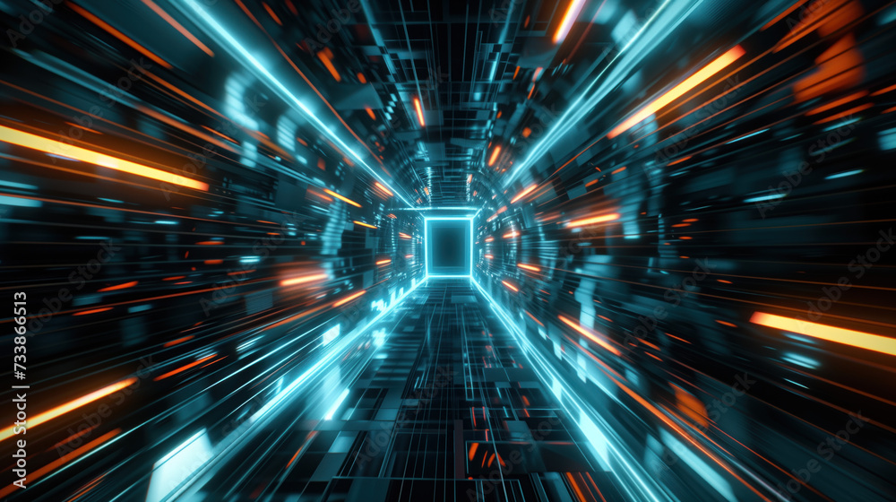 Obraz premium Speed motion blur. Colorful light trails. Abstract background image. Created with Generative AI technology