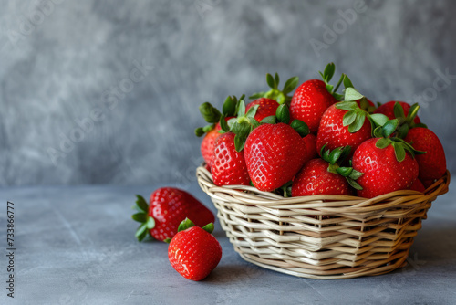 Fresh Strawberries in a Basket on a Table