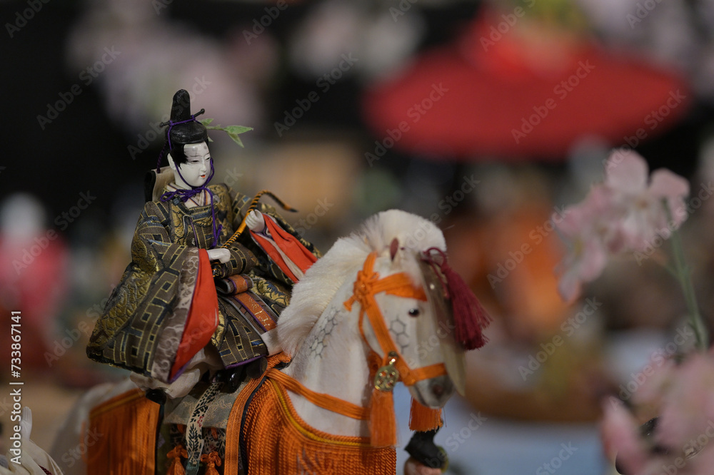 The traditional celebration day of colorful Hina doll festival held in March in Japan