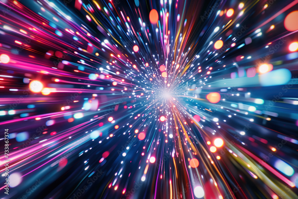 Fototapeta premium Speed motion blur. Colorful light trails. Abstract background image. Created with Generative AI technology