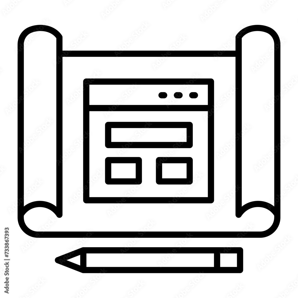 page schematic or screen blueprint vector outline design, Web design and Development symbol, user interface or graphic sign, web site engineering stock illustration, website wireframe sketch concept page schematic or screen blueprint vector outline design, Web design and Development symbol, user interface or graphic sign, web site engineering stock illustration, website wireframe sketch concept