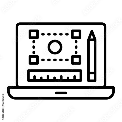 Paint Image Editor vector outline design, Web design and Development symbol, user interface or graphic sign, website builder stock illustration, Online Artwork Designing Tool concept