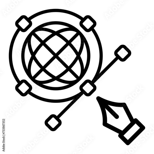 Surface Modelling Program vector outline design, Web design and Development symbol, user interface or graphic sign, website builder stock illustration, 3d Cad Object Designing toolbox Kit concept