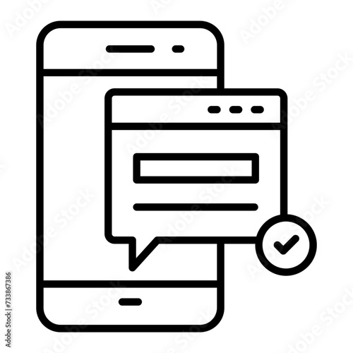 One time password confirmation vector outline design, Web design and Development symbol, user interface or graphic sign, website builder stock illustration, In app Alert or Prompt Box concept