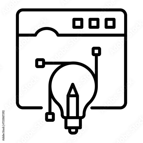 Direction of the curved path vector outline design, Web design and Development symbol, user interface or graphic sign, website builder stock illustration, Anchor Points and Control Handles concept