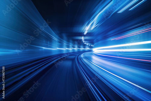 Speed motion blur. Colorful light trails. Abstract background image. Created with Generative AI technology © Artem