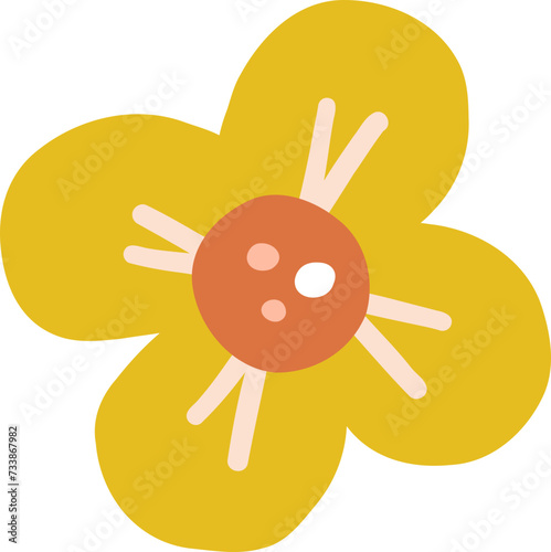 Yellow flower, cartoon style