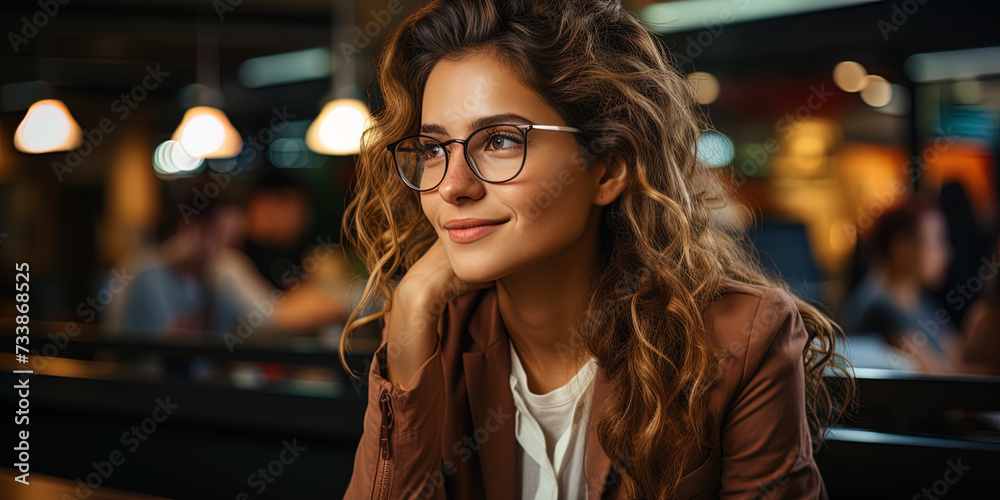 A woman working on a laptop in an office atmosphere, with a focused look and a decisive expression A woman working on a laptop in an office atmosphere, with a focused look and a decisive expression