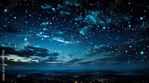 The boundless night sky, strewn with billions of stars that sparkle like precious stones on black