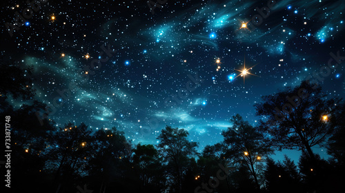 The boundless night sky  strewn with billions of stars that sparkle like precious stones on black