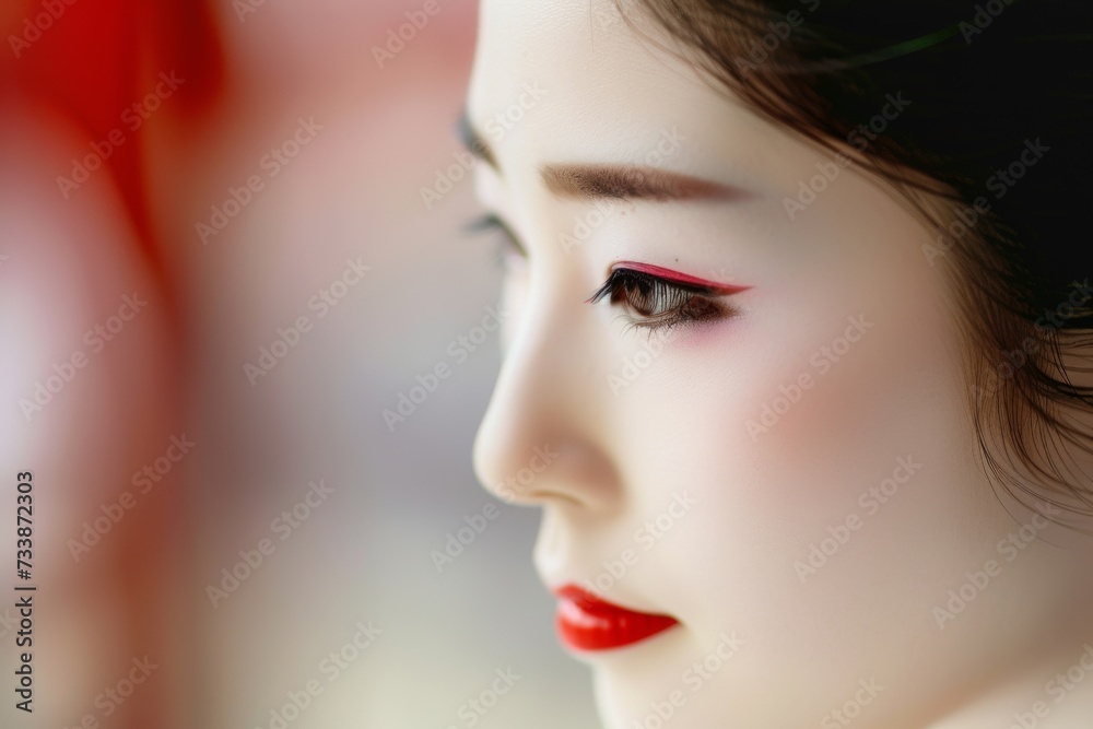 日本の着物を着た白塗りの女性(京都・和装・化粧) 日本の着物を着た白塗りの女性(京都・和装・化粧)