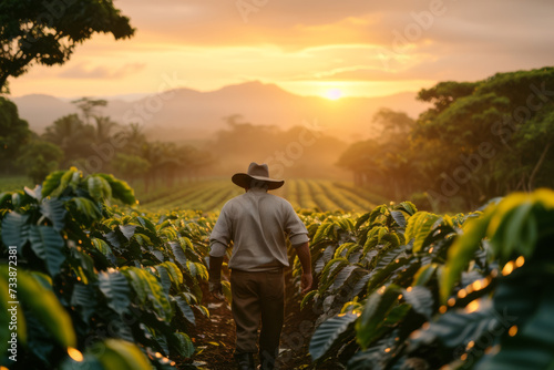 Man Working in Coffee Field