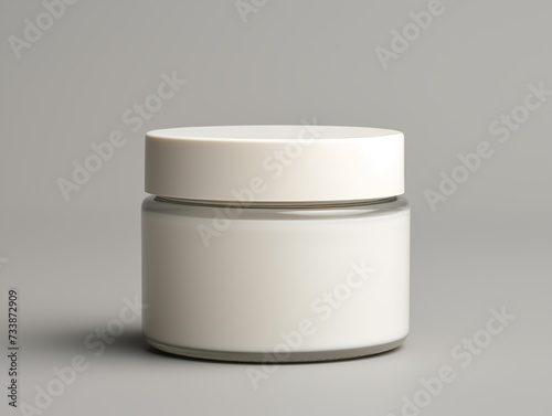 white plastic cosmetic cream jar mockup, skin care product round jar